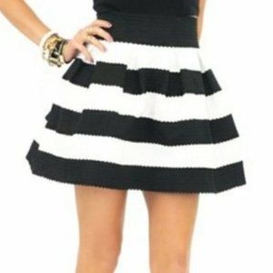Dina Be | Striped A-Line Skirt | Black & White